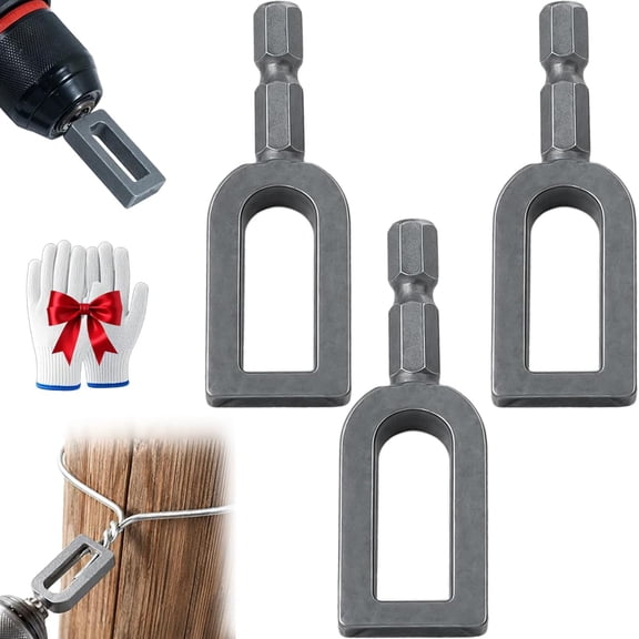 Qczoyp 3 Pcs U-Shape Steel Wire Twisting Tool with 1/4" Hex Shank, Electric Drill Wire Twisting Attachment, Multifunctional Wire Twister for Rebar Tying, Fencing & Construction Work