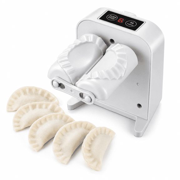 Qczoyp Electric Dumpling Maker, Automatic Dumpling Press Machine with 2 Speed Modes, One-Touch Dumpling Wrapper and Empanada Maker for Home Kitchen