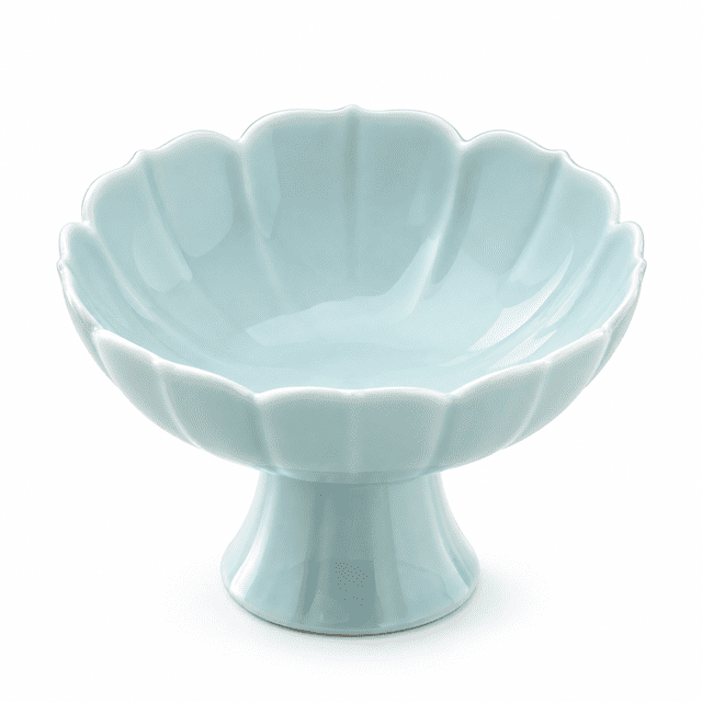 Snac Chocolate Qczoyp Ceramic Pedestal Fruit Bowl, Lotus Petal-Shaped Serving Dish ...