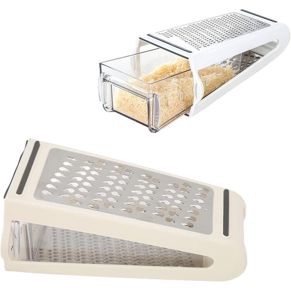 Qczoyp Cheese Grater, Multipurpose Kitchen Box Grater Food Grater Vegetable Shredder with Storage Container for Cheese, Vegetables, Ginger, Garlic