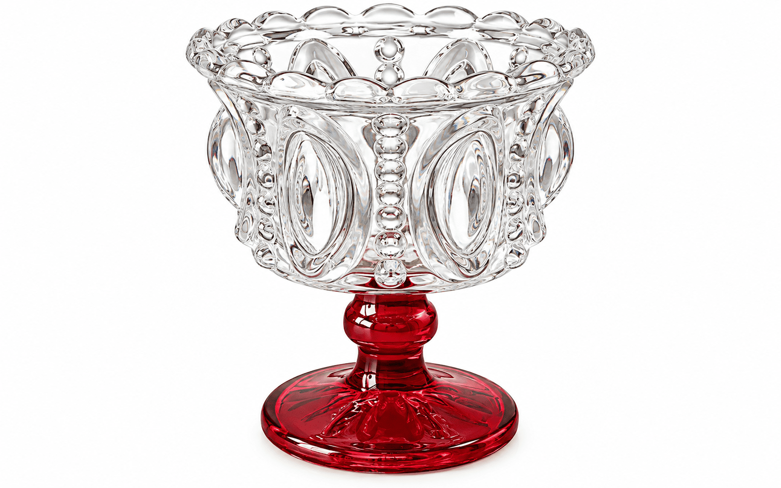 Qczoyp Embossed Glass Dessert Cup, Vintage Pedestal Sundae Bowl with ...