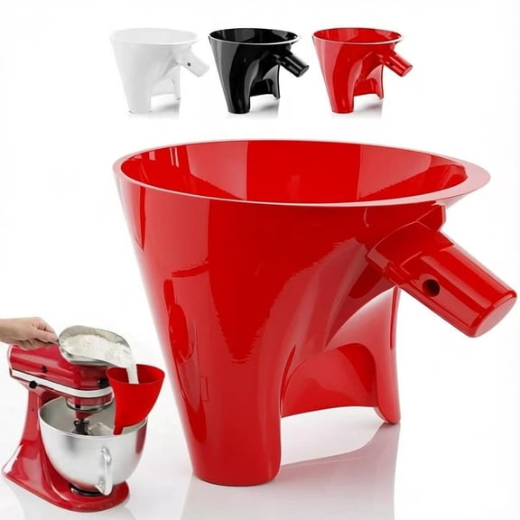Qczoyp Flour Funnel for Kitchen Aid Mixer, Fits Tilt-Head 4.5–5 Qt (KSM150), 2026 New Kitchen Aid Attachments for Stand Mixer, Durable Dishwasher-Safe Baking Tool (Red)