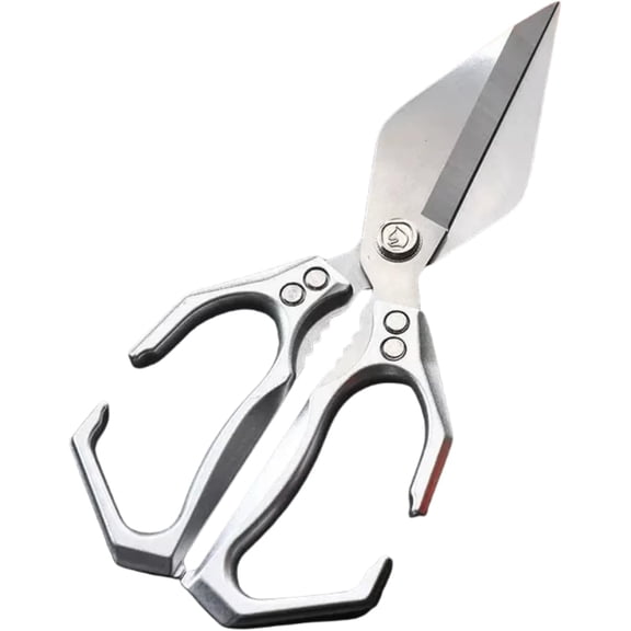 Qczoyp Multifunctional Heavy-Duty Kitchen Shears, 2 in 1 - High-Carbon Steel Bone Cutting Scissors,Chicken Bone Scissors with Ergonomic Handle,for Bone in Chicken,Meat & Seafood Cutting (Silver)