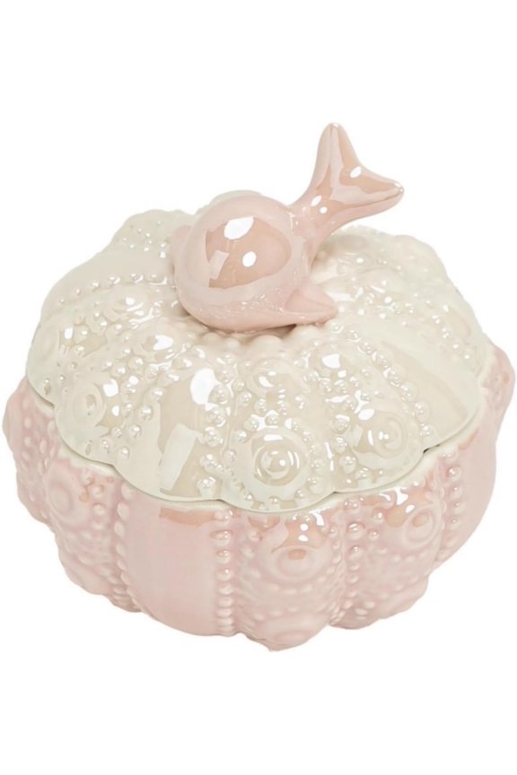 Multipurpose Ocean Style Whale Ceramic Trinket Box, Gradient Pink Decorative Jewelry Storage Container for Rings Earrings, Keepsake Gift Box for Women Home Decor