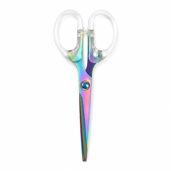 Qczoyp Scissors with Clear Handles, Small Craft Scissors with Pointed Metal Blades for Paper, Thread, Ribbon, Labels, Office, Sewing, DIY Crafts and Everyday Home Use, Rainbow