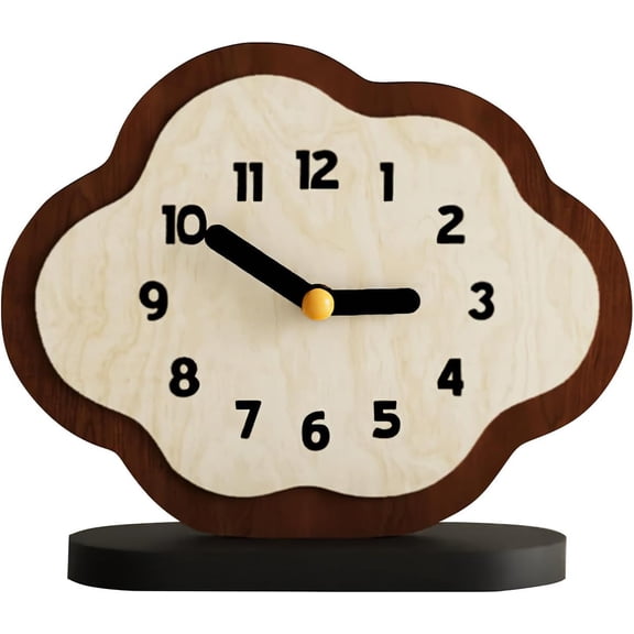 Qczoyp Table Clocks, Cloud Shape Vintage Table Clock, Simple Quartz Movement Shelf Clock with Base, Cute Desktop Clock for Bedroom Living Room Home Decoration (Cloud Pattern)