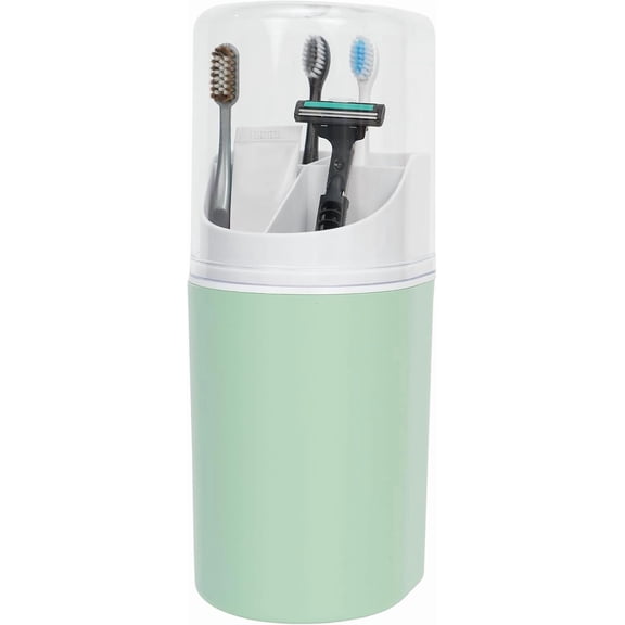 Qczoyp Tall Electric Toothbrush Holder with Cover, 10.6" Dust Proof Bathroom Caddy Fits Adults Electric Toothbrushes, Wall Mount or Countertop Organizer with Removable Dividers, 4 Slots (Green)