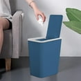 thumbnail image 1 of Qdahuk Bathroom Trash Can With Lid Garbage Can With Press Lid Plastic Wastebasket With Popup Lid For Toilet Office Bedroom Living Room Blue, 1 of 6