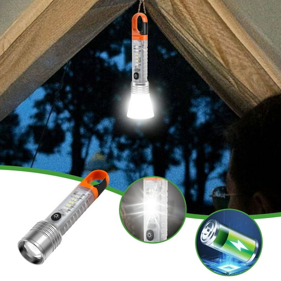 Qdahuk Outdoor Camping Strong Light Flashlight Emergency Multifunctional Long Range Flashlight Work Light Side Lights White