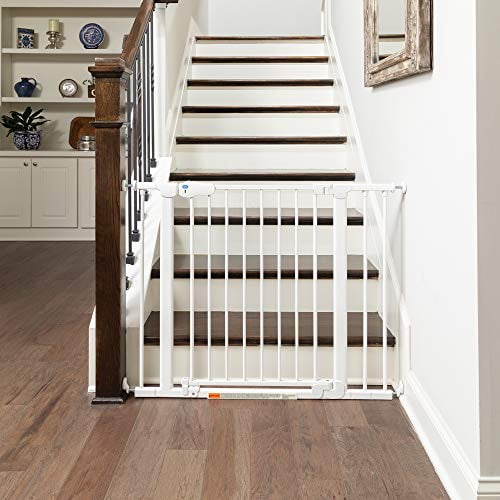 Open Box Qdos Auto-Close SafeGate Baby Gate - Professional Grade Meets Tougher European Standards - Automatically Closes and Latches - Magnetic Lock Indicator - Easy Installation | Pressure Mount | White