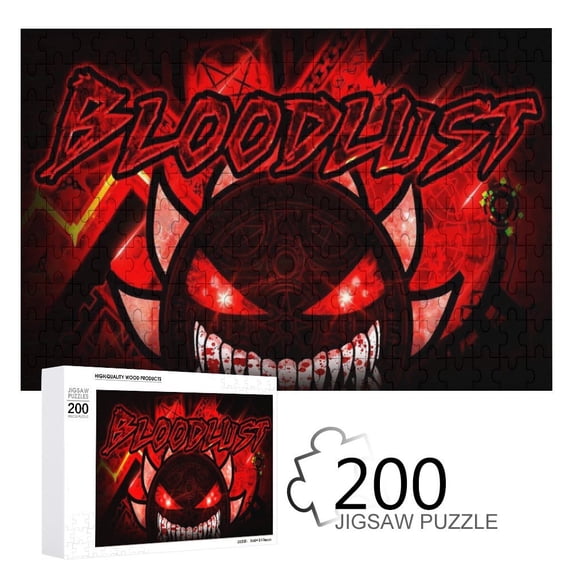 Qduzwio Bloodlust Geometry Dash Jigsaw Puzzles, Wood, 200 Piece
