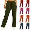 thumbnail image 1 of Qeaghou Baggy Sweatpants for Women Low Rise Elastic Waist Drawstring Straight Leg Sweatpants Solid Lounge Pants with Pockets Comfy Sweatpants Women, 1 of 6