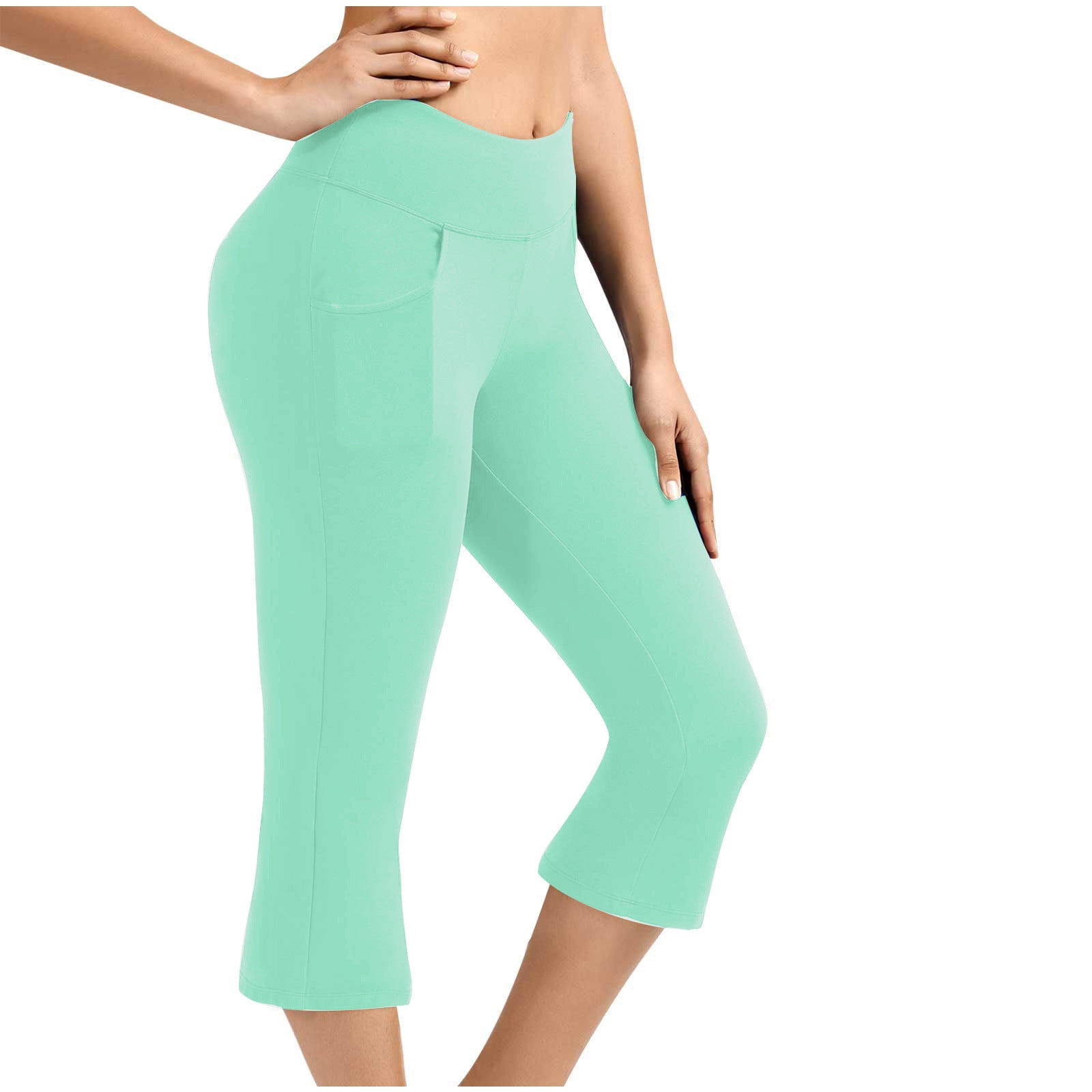 Qeaghou Capri Leggings for Women Summer Bootcut Yoga Pants High Waisted