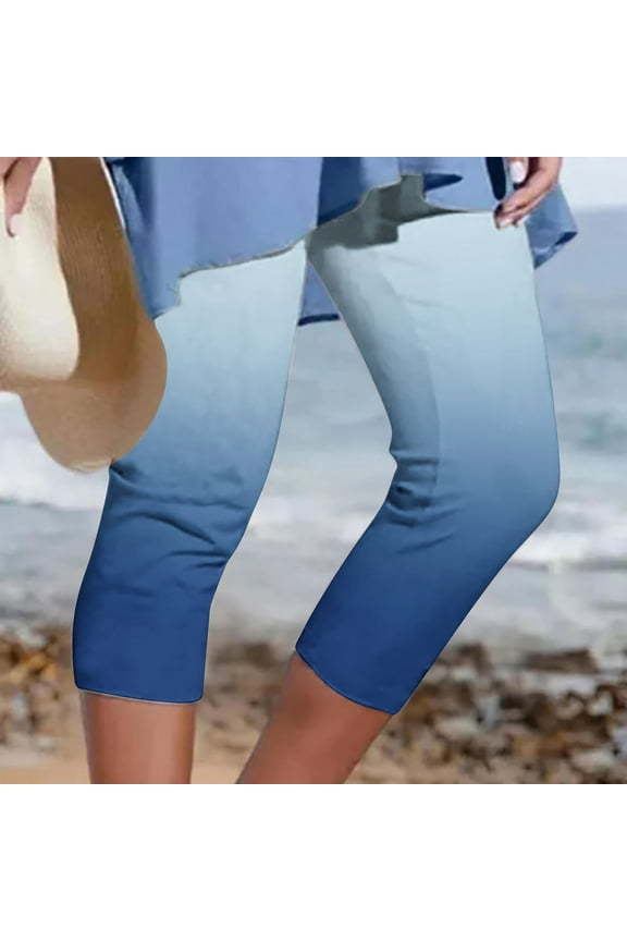 Capris Leggings for Women Summer Plus Size High Elastic Waisted Capri Leggings Slimming Fitting Yoga Cropped Pants with Pockets S-5xl