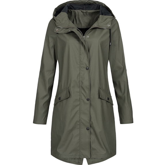 Qeaghou Clearance Waterproof Jackets for Women Lightweight Outdoor Hooded Rain Jacket Fall Zip Up Long Windbreaker Trench Coats