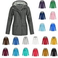 thumbnail image 1 of Qeaghou Clearance Womens Raincoat Lightweight Waterproof Rain Jacket Active Outdoor Trench Rain Coats Striped Lined Hooded Windbreaker, 1 of 6