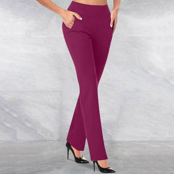 Qeaghou Dress Pants for Women Work Business Casual Pants Tummy Control Office Straight Leg Trousers High Waisted Ladies Slacks