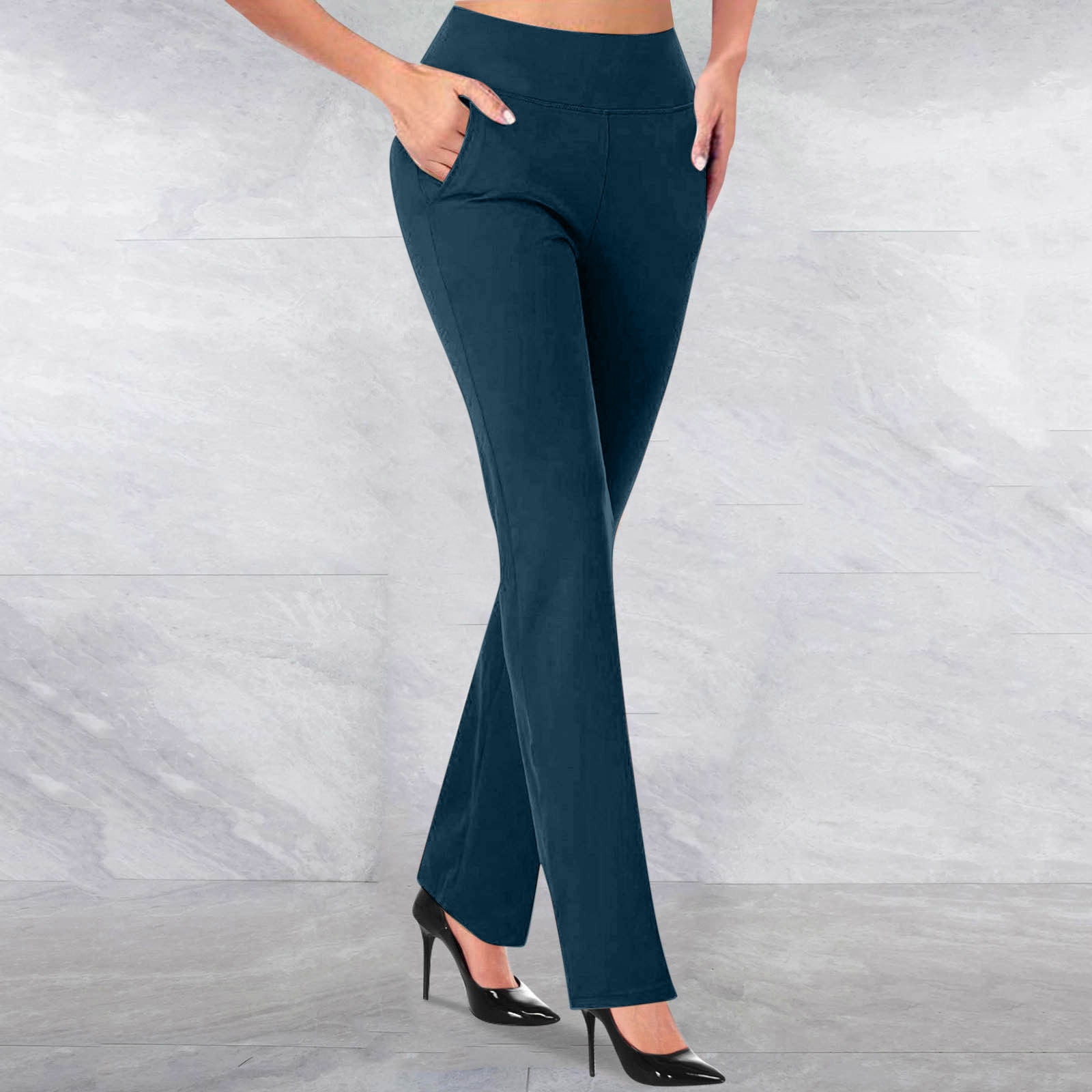 high waisted dress pants for sale Qeaghou Women Work Business Casual Pants Tummy Control Office Straight Leg Trousers Ladies Slacks 50's mens high waisted pants