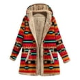 thumbnail image 1 of Qeaghou Fleece Jacket Women Women Faux Shearling Jackets Aztec Ethnic Graphic Sherpa Lined Jackets Oversized Button down Hooded Trench Coats, 1 of 4