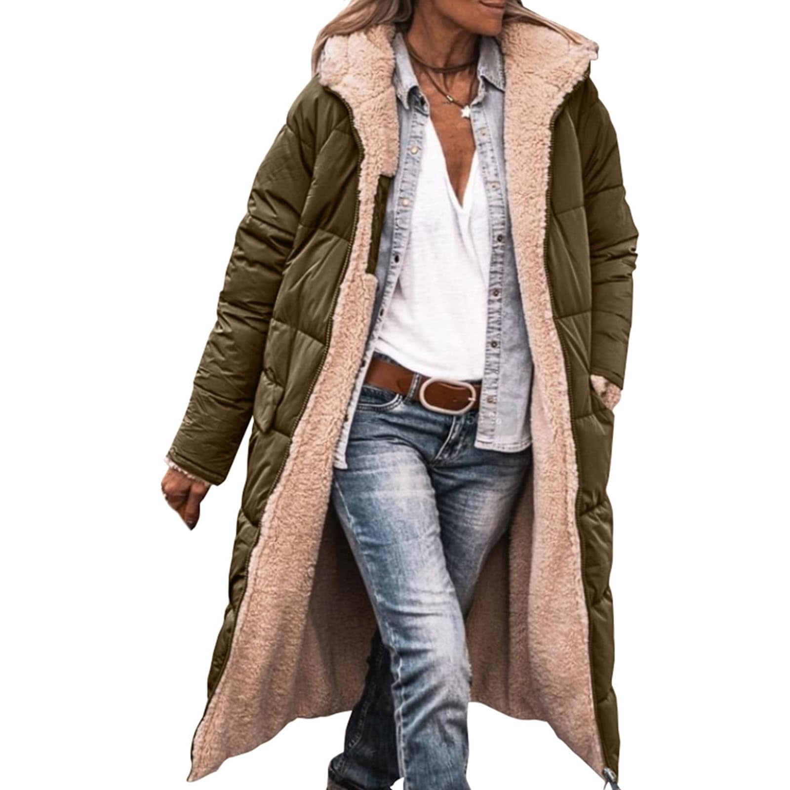 Qeaghou Friday Savings Womens Winter Coats Plus Size Sherpa