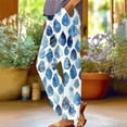 thumbnail image 1 of Qeaghou High Waisted Linen Pants Women Summer Casual Floral Printed Pants Loose Fit Straight Leg Cropped Pants Trousers Clearance Outlet, 1 of 5