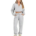 thumbnail image 1 of Qeaghou Two Piece Loungewear Sets for Women Fashion Matching Sets Sweatshirt Jogger Pants Sweat Set Tracksuit with Pockets Clearance, 1 of 6