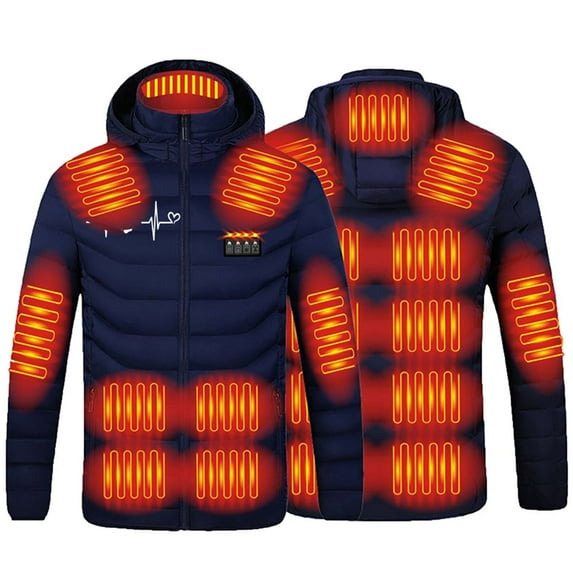 Qeaghou Unisex Heated Jacket with 21 Heating Zones Lightweight Zip Up Warm Heated Coat USB Charging Hooded Heated Jackets