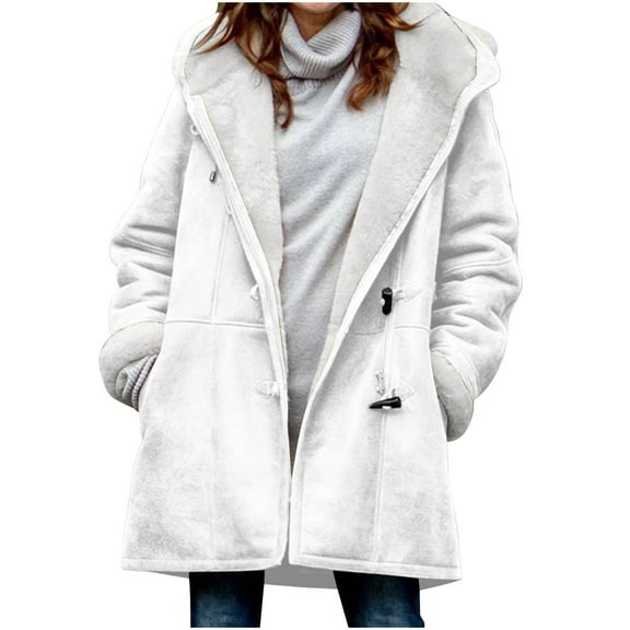 Qeaghou Winter Coats for Women Fleece Lined Heavyweight Warm Sherpa Jackets Plus Size Long Sleeve Button Up Snow Jackets Deal Of The Day Prime Today