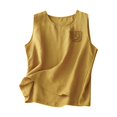 thumbnail image 1 of Qeaghou Women Tank Tops Loose Fit Cotton Linen Cami Shirts Summer Crewneck Sleeveless Tops Summer Solid Basic Tank Shirts, 1 of 4