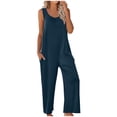thumbnail image 1 of Qeaghou Women's Loose Jumspuits Summer Sleeveless Adjustable Strap Rompers Stretchy Wide Leg Long Pant Romper Jumpsuit With Pockets, 1 of 6