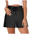 thumbnail image 1 of Qeaghou Womens Casual Shorts Comfy Waffle Elastic Waist Summer Shorts Solid Drawstring Wide Leg Loose Fit Workout Shorts, 1 of 6