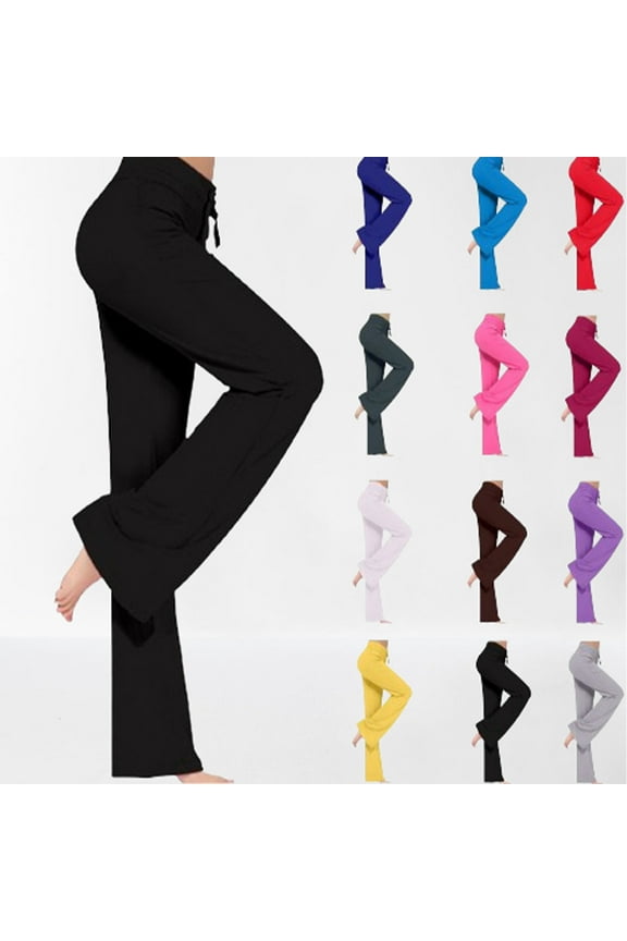 Womens Flare Leggings Plus Size Tummy Control High Waisted Yoga Pants Stretch Soft Wide Leg Workout Bootcut Leggings Prime Days