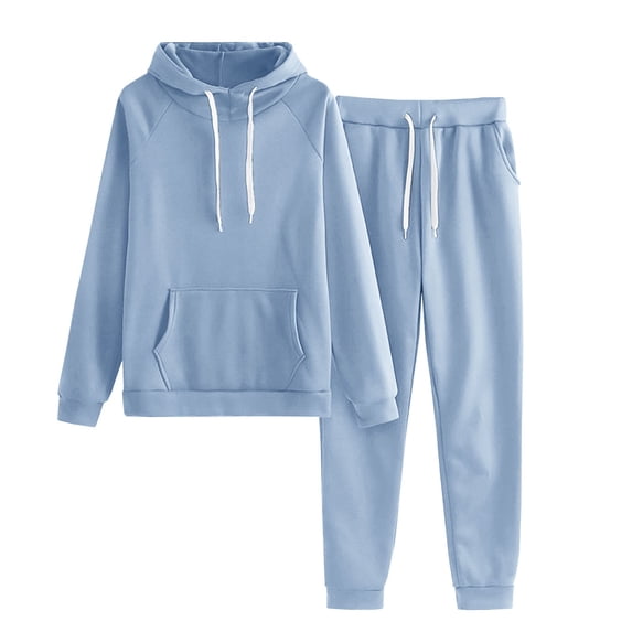 Qeaghou Womens Sweatsuits 2 Piece Set Lounge Hoodie Sweatshirt Jogger Sweatpants Y2k Tracksuit Sweatsuit Set Fall Clothes Savings