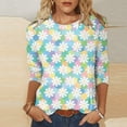 thumbnail image 1 of Qeaghou Womens Tops Dressy Casual 3/4 Sleeve Crewneck Cute Shirts Summer Floral Print Relaxed Fit Tee Loose Soft Blouses Fall Savings Clearance 2024, 1 of 5