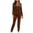 thumbnail image 1 of Qeaghou Womens Velour Sweatsuits Sets 2 Piece Tracksuits Outfits Full Zip Hoodie And Sweatpant Set Velvet Jogging Suit Sales, 1 of 7