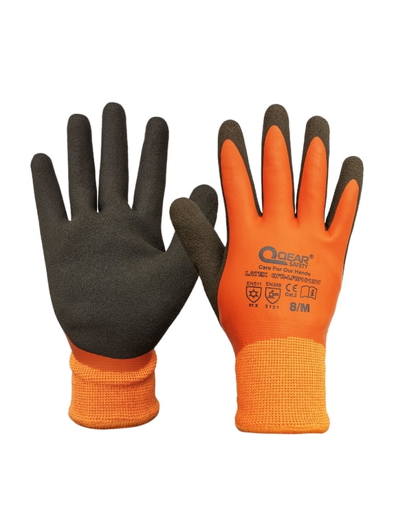 Thermal Work Glove, Winter Cold Resistance, Warm Fleece Lining, Fully Latex Coated, Water Resistance , Size Large