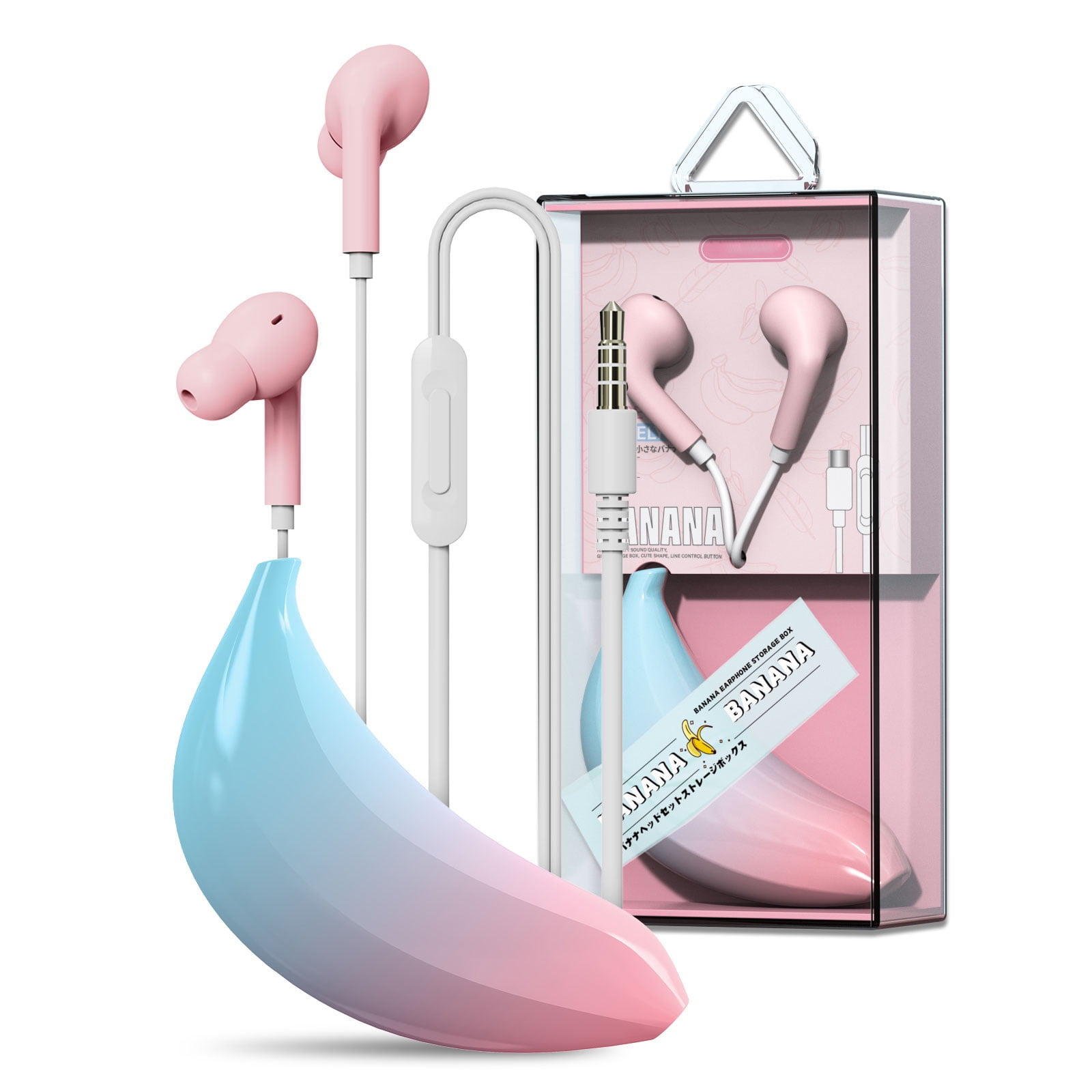 QearFun Banana Kids Storage Earbuds, InEar Headphones, Corded, Gifts