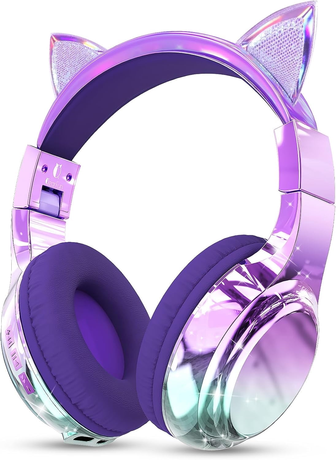 QearFun Kids Cat Ear Bluetooth Headphones, 60H Playtime, 3Level 74/85