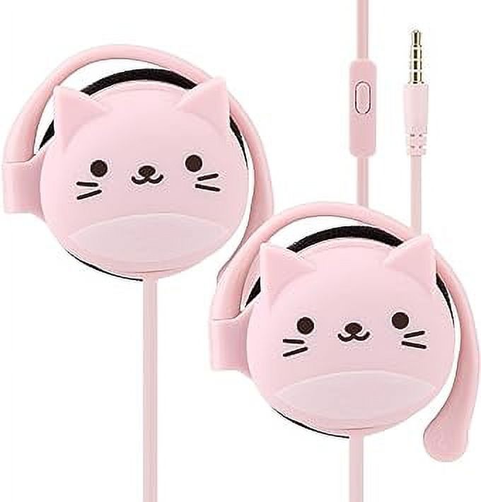 QearFun Cat Earbuds for Kids with Ear Hooks, Kawakii Wired Over Ear