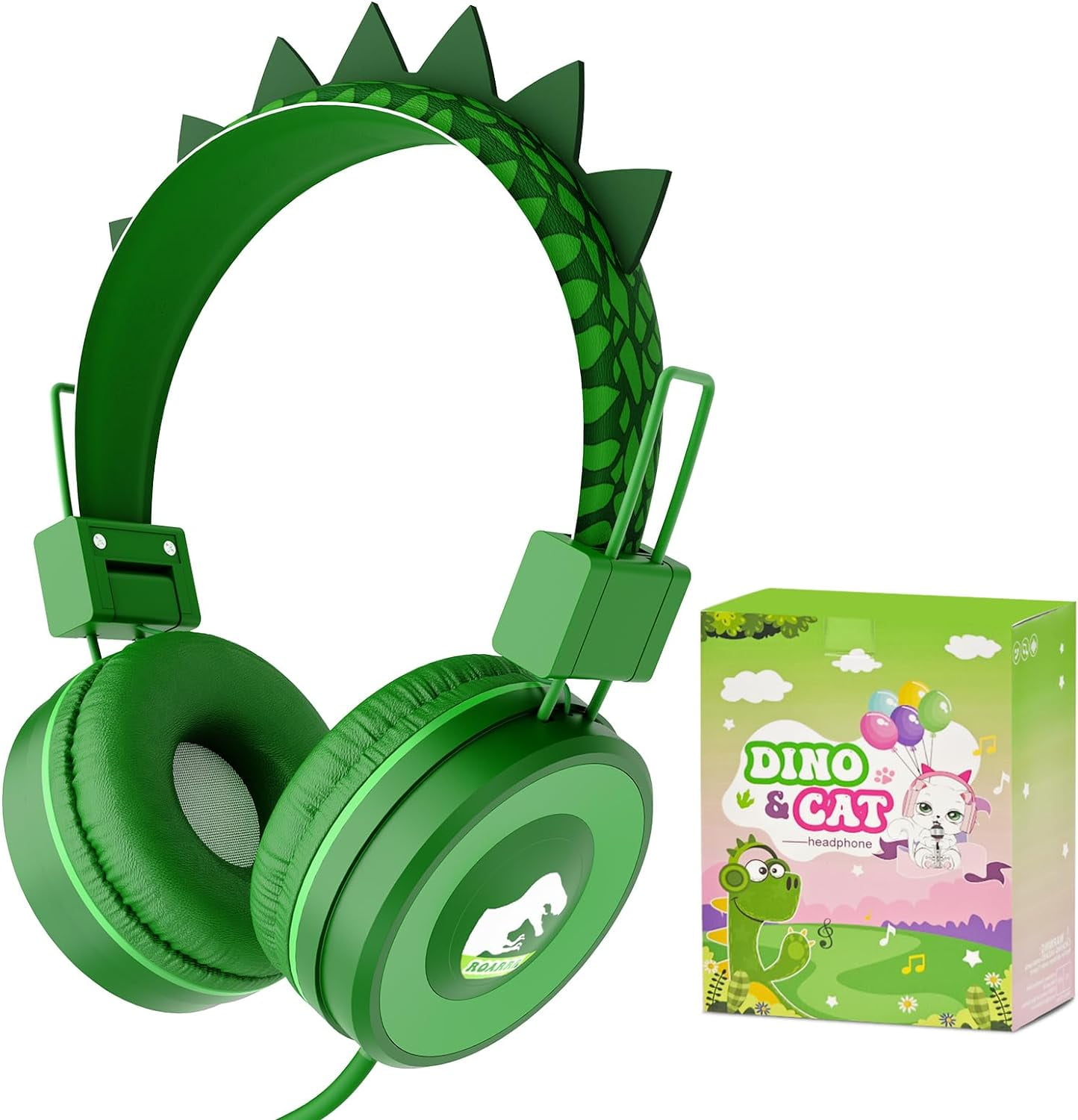 QearFun Dinosaur Headphones for Boys Kids for School,Kids Wired
