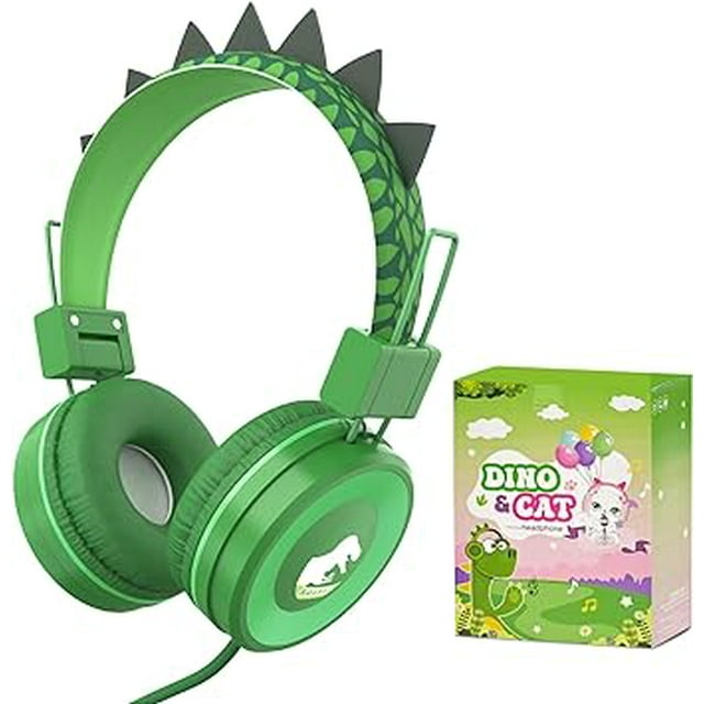 QearFun Dinosaur Headphones for Boys Kids for School,Kids Wired