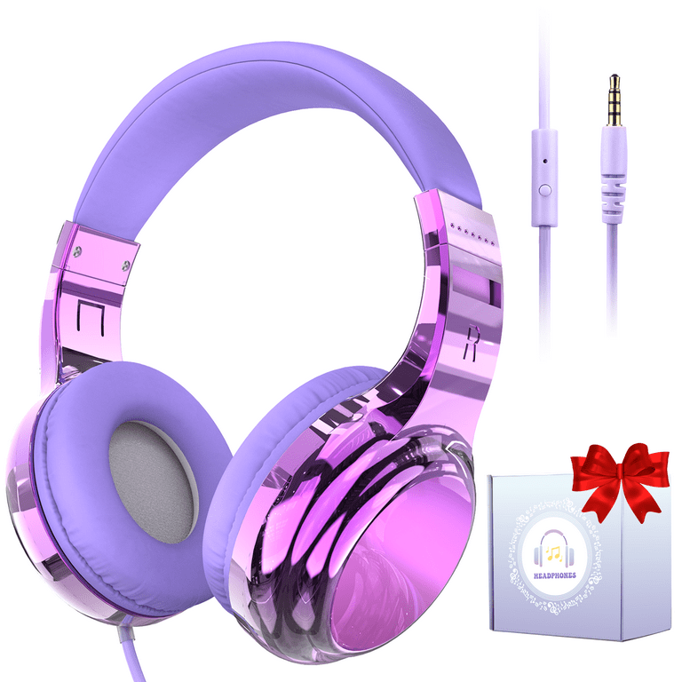 QearFun Kids Wired Headphones with Mic Noise Cancelling Adjustable Band 3.5mm Jack for iPad Tablet Smartphones Walmart