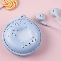 Qearfun Donut Earbuds for Kids, Cute Earbud & in-Ear Headphones Wired Gift for School Girls and Boys Toddler with Microphone and Lovely Earphones Storage Case (Blue E-244) Christmas Gift for Kids