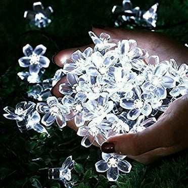 Qedertek Christmas Solar Lights Outdoor Solar String Lights,22.96ft 50LED Cherry Blossom for Indoor Outdoor Patio&Garden Christmas Lighting Decoration Lights(White)
