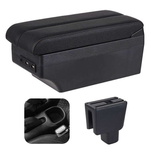 Qeeadeea Armrest Box For Honda BR-V 2015-2019 Car Interior Center Consoles Storage Box Arm Rest Organizer With USB Ports-Black Large 7 USB