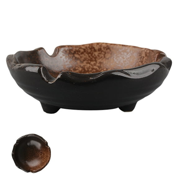 Qeeadeea Ashtrays For Men, Outside Ashtrays For Cigarettes For Patio, Ceramic Cigar Tray Cool Ashtrays-black and yellow-11.5x11.5x3.5cm