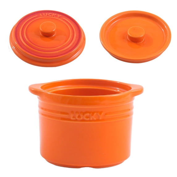 Qeeadeea Bouillon Cups, French Onion Soup Bowls With Handles, French Onion Soup Crocks Oven Safe, Microwave Soup Bowl With Lid, Soup Mug-orange-4.8x4.8x3.6inch, 15oz