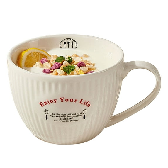 Qeeadeea Bouillon Cups, French Onion Soup Bowls With Handles, French Onion Soup Crocks Oven Safe, Microwave Soup Bowl, Soup Mug-White-500ml