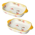 thumbnail image 1 of Qeeadeea Ceramic Baking Dishes For Oven, set of 2, 0.6 Quart Lasagna Pan Deep, Vintage Ceramic Bakeware, Baking Pan-yellow-22x14x4cm, 1 of 7