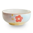 thumbnail image 1 of Qeeadeea Ceramic Bowl With Gold Rim, Soup Bowl Microwave Safe, Udon Noodle Bowl, Ramen Bowl Ceramic, Pho Bowls Large-pink and blue, flower-18x18x8cm, 1200ml, 1 of 7